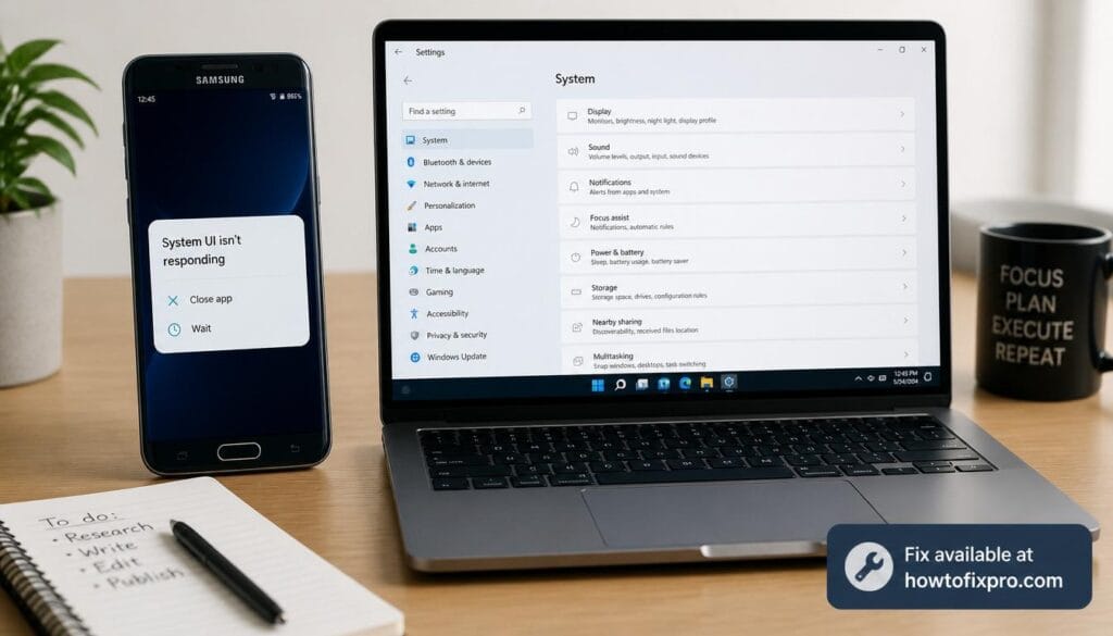 Smartphone showing Samsung One UI crash error message – a common scenario when Samsung One UI crash occurs