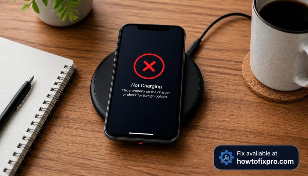 Smartphone on wireless charger not charging – a common scenario when Samsung wireless charging not working occurs
