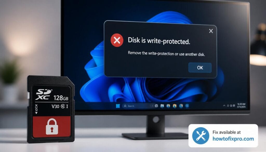 SD card read only error with a lock icon and write-protected warning on the screen – a common scenario when the card becomes write-protected.