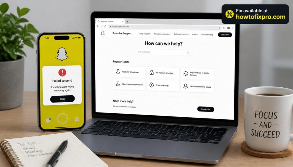 Smartphone showing Snapchat not sending messages error – a common scenario when Snapchat not sending messages occurs