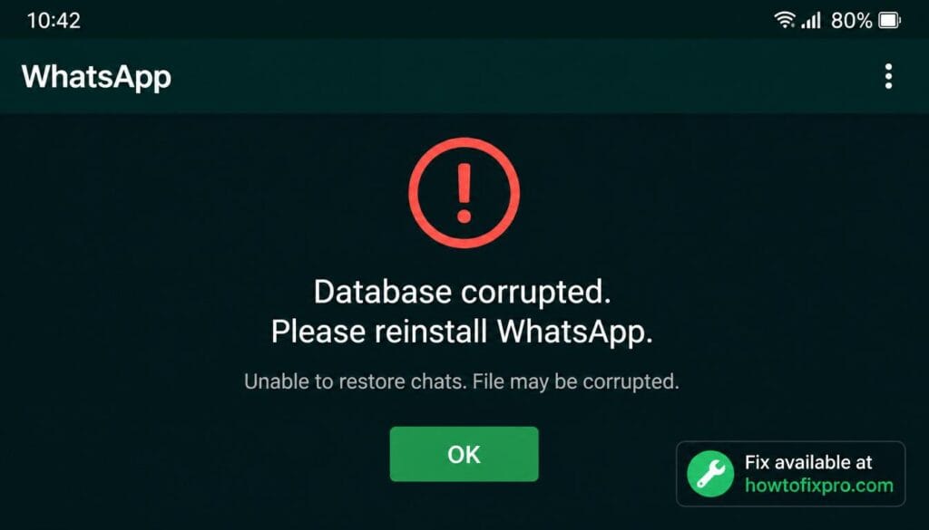 WhatsApp database corrupted error