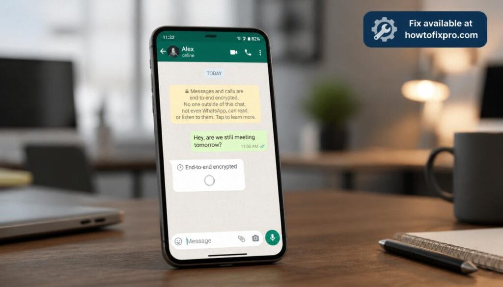 WhatsApp end-to-end encrypted message stuck