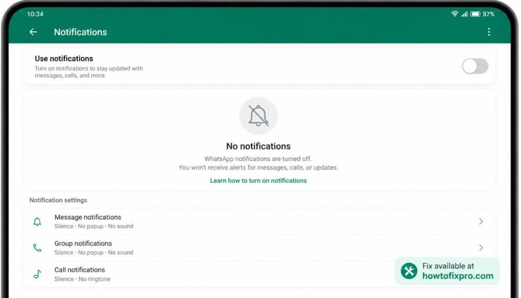 WhatsApp notifications not showing