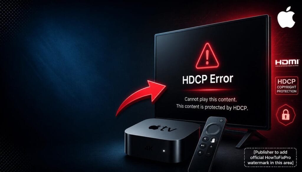 apple tv hdcp error black screen displayed on TV screen with error message