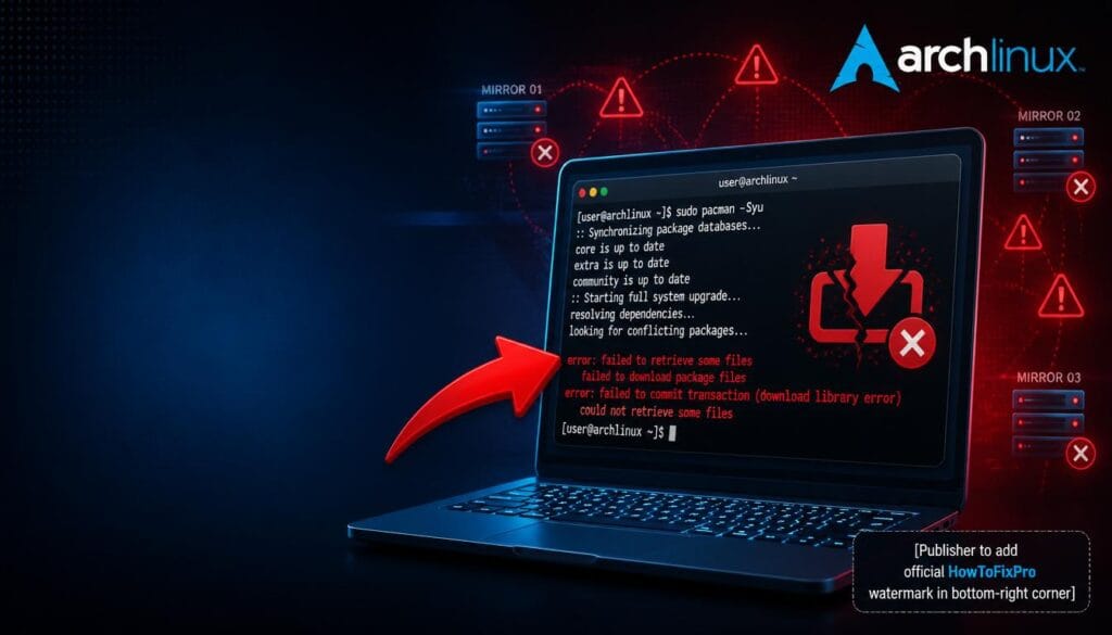 arch linux failed to retrieve package