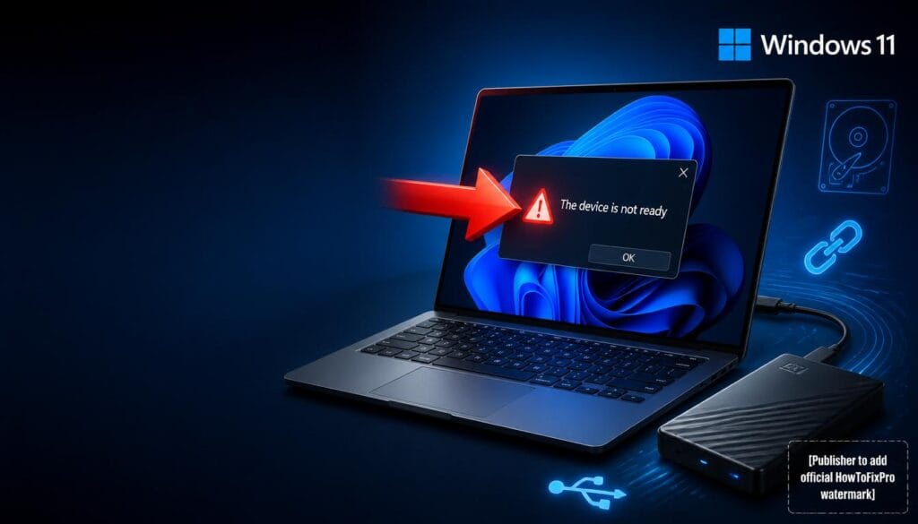 device not ready error external hdd ssd displayed on Windows 11 with error dialog