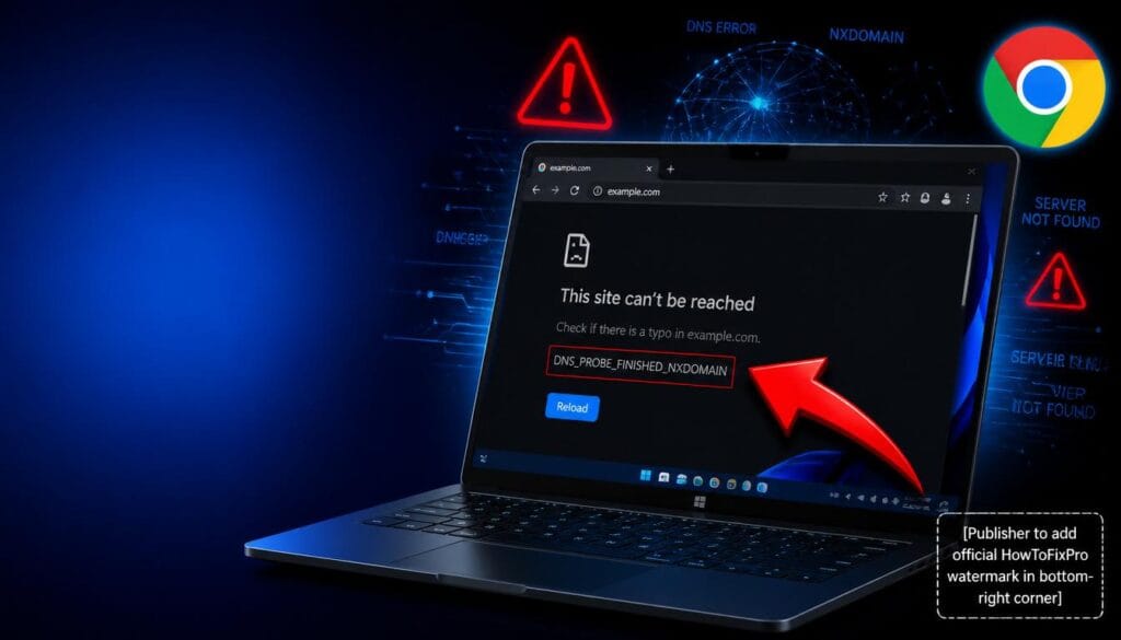DNS_PROBE_FINISHED_NXDOMAIN Error displayed in Google Chrome on Windows 11