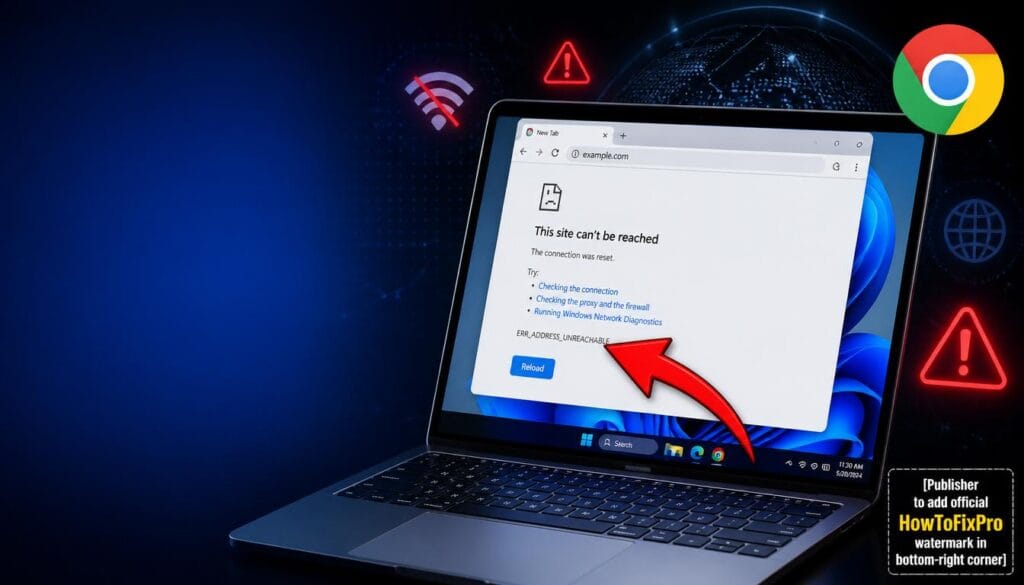ERR_ADDRESS_UNREACHABLE displayed in Google Chrome on Windows 11