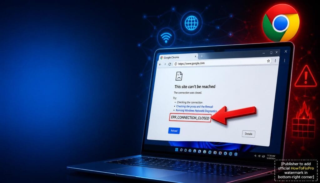 ERR_CONNECTION_CLOSED displayed in Google Chrome on Windows 11