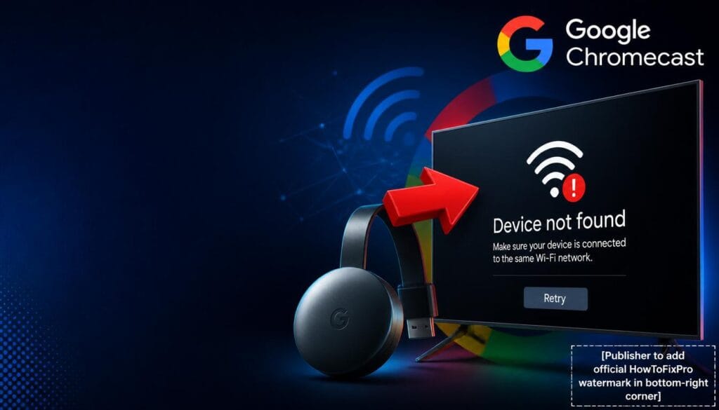 google chromecast not found on wi-fi displayed on TV screen with error message