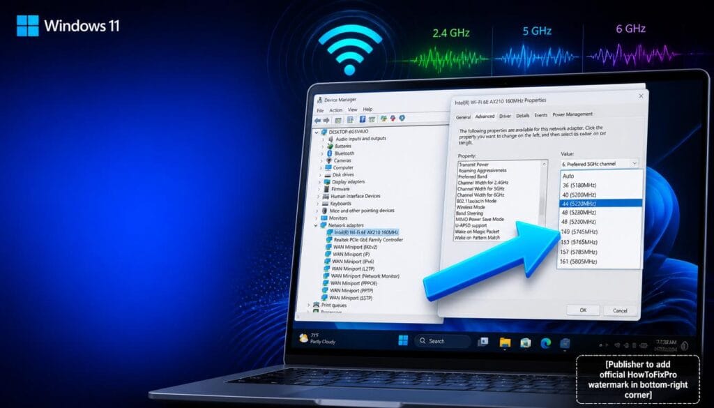 how to change wi-fi channel windows 11