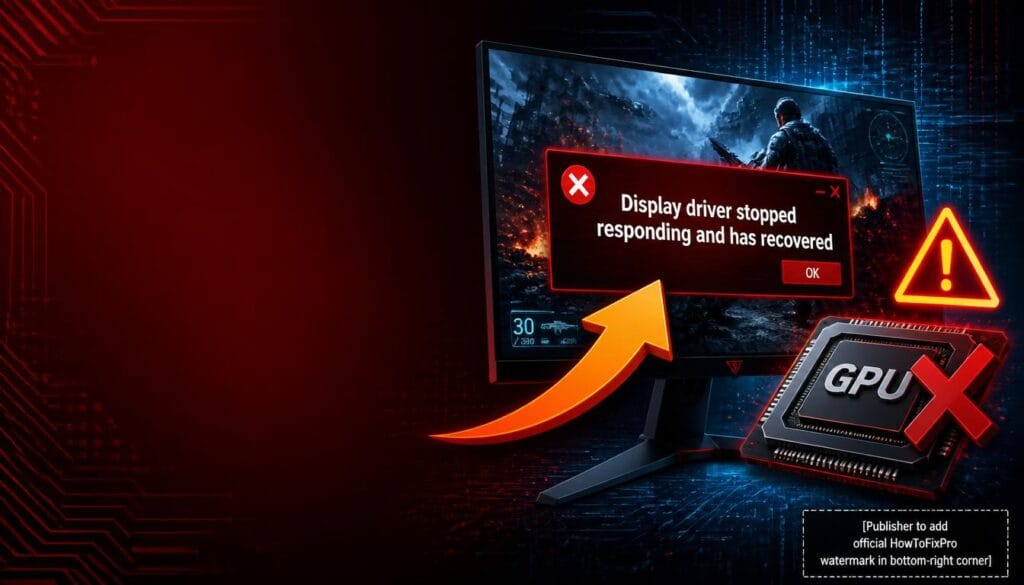 How to fix GPU driver crash guide showing error message and troubleshooting graphics.