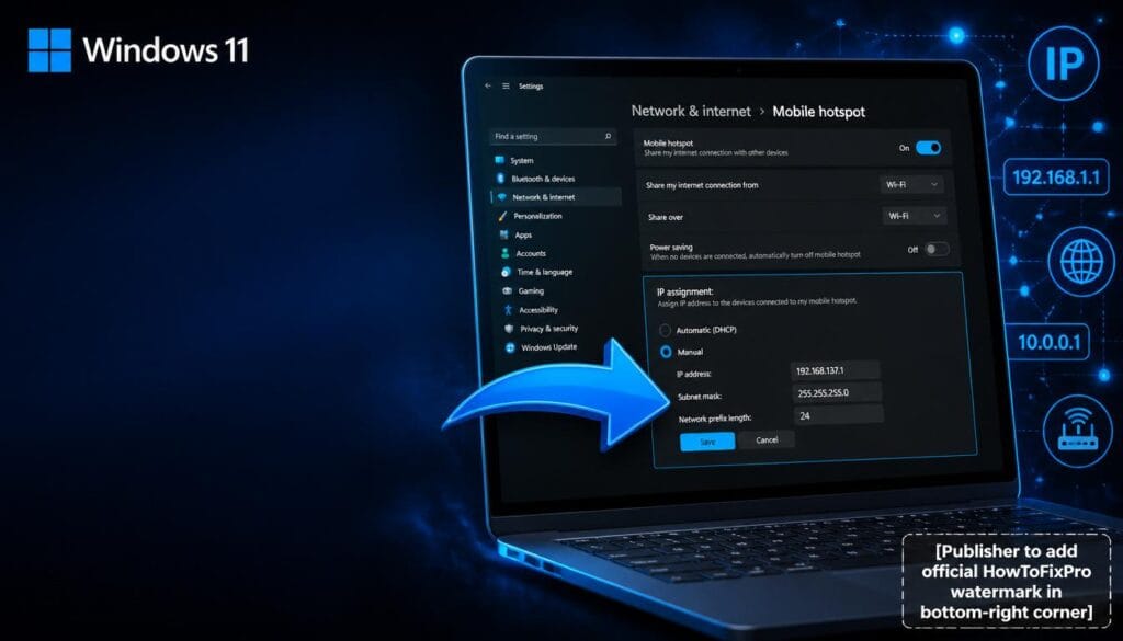 how to set static ip windows 11 hotspot