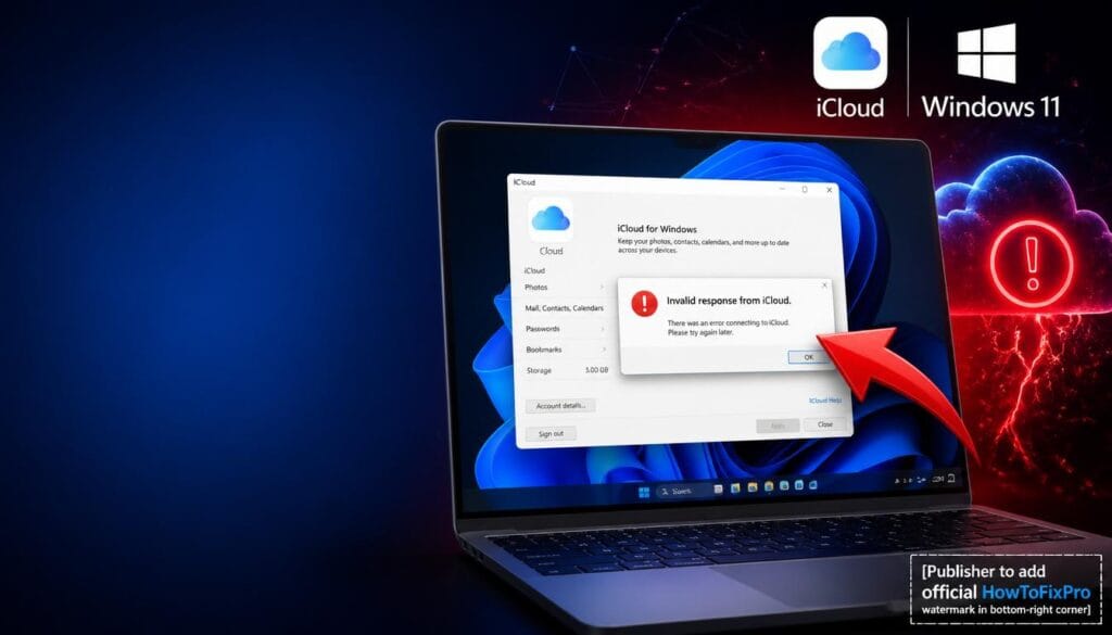 icloud for windows invalid response from icloud error displayed on Windows 11 with warning