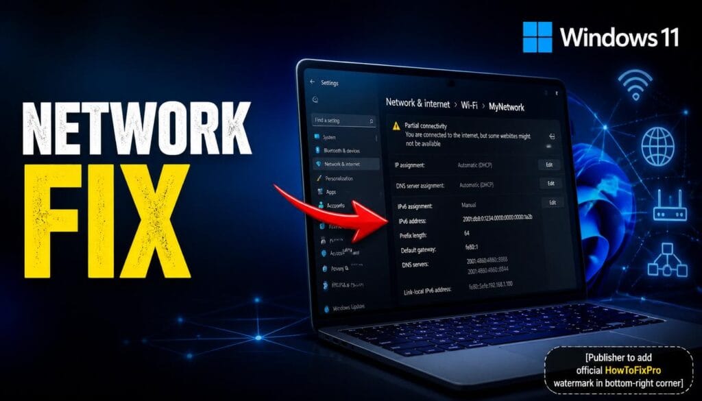 IPv6 Partial Connectivity settings displayed on Windows 11 with network configuration