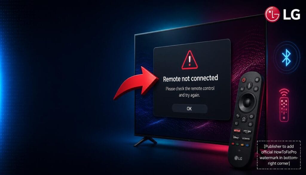 lg tv magic remote bluetooth pairing lost displayed on LG TV screen with error message