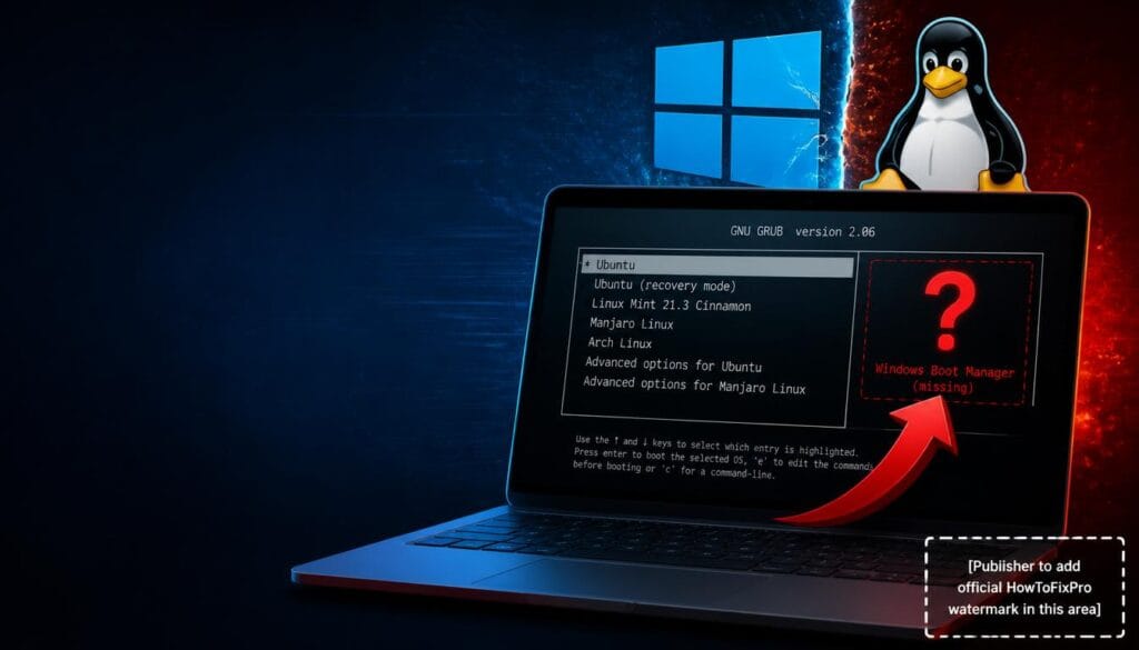 linux grub not showing windows