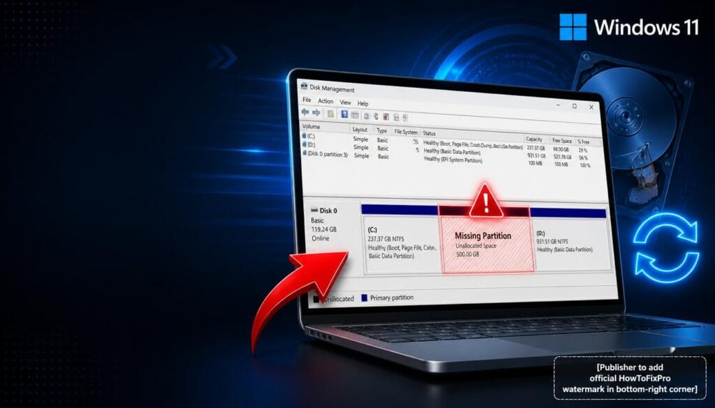lost partition after windows update displayed in Windows 11 Disk Management