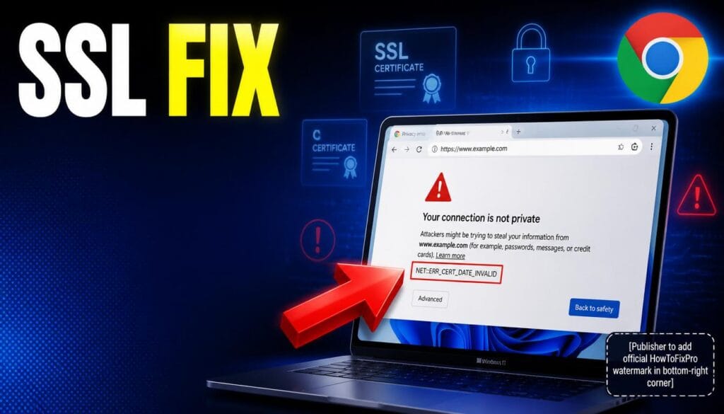 NET ERR_CERT_DATE_INVALID displayed in Google Chrome on Windows 11 with SSL certificate error