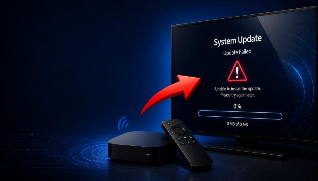 nvidia shield tv pro android tv update errors displayed on TV screen with error message
