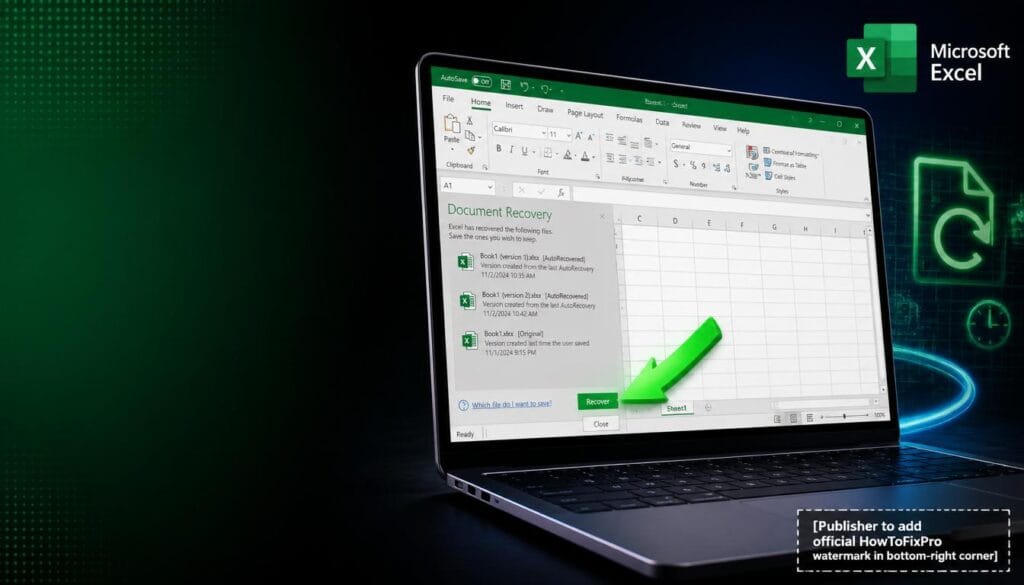 recover unsaved excel file after system crash displayed in Microsoft Excel Document Recovery