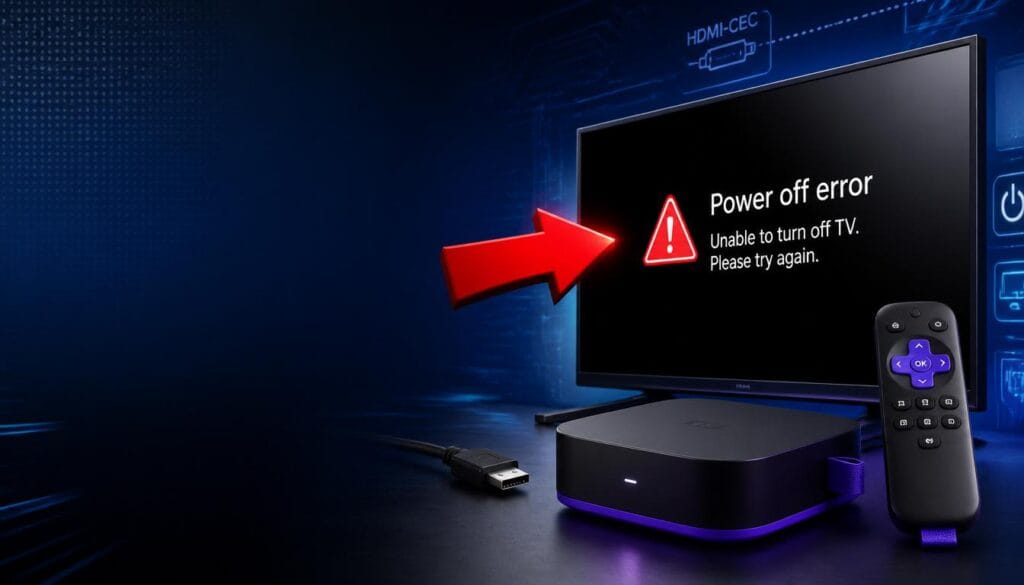 roku hdmi-cec not turning off tv displayed on TV screen with error message