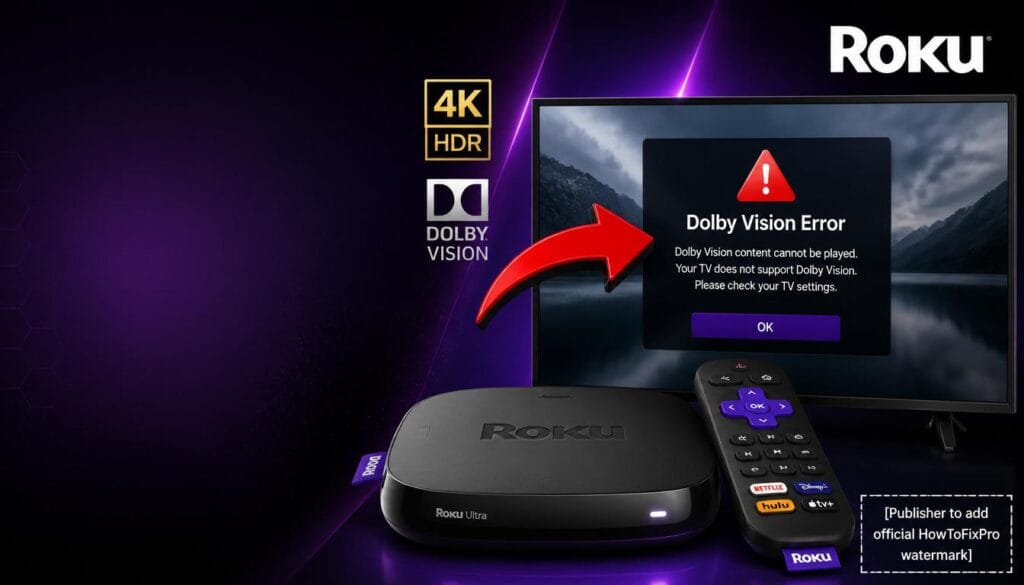 roku ultra dolby vision not working displayed on TV screen with error message