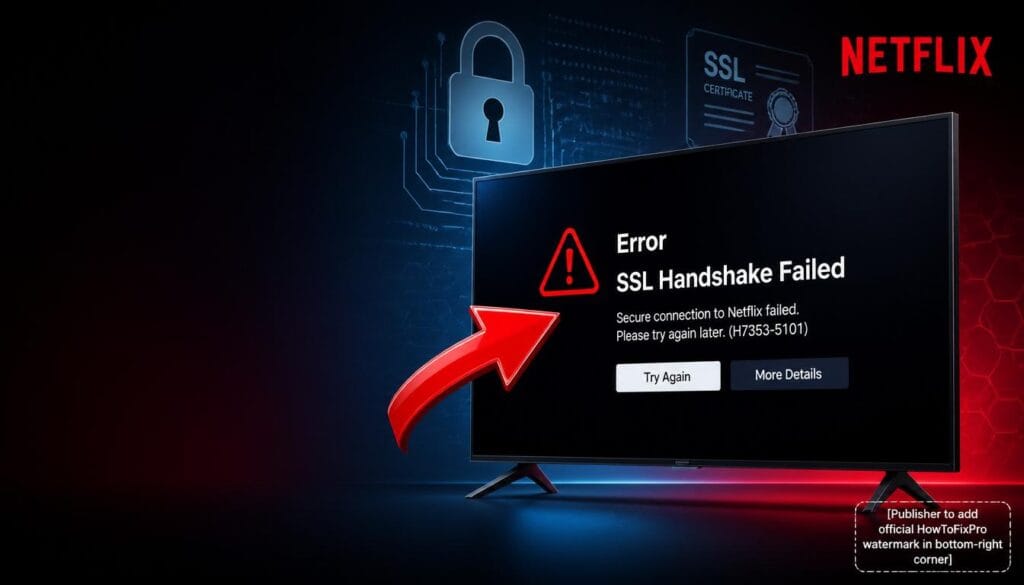 smart tv ssl handshake failed netflix displayed on TV screen with error message