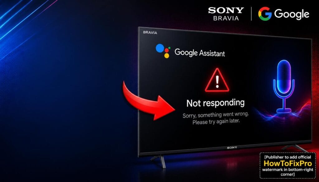 sony bravia google tv ok google not responding displayed on TV screen with error message