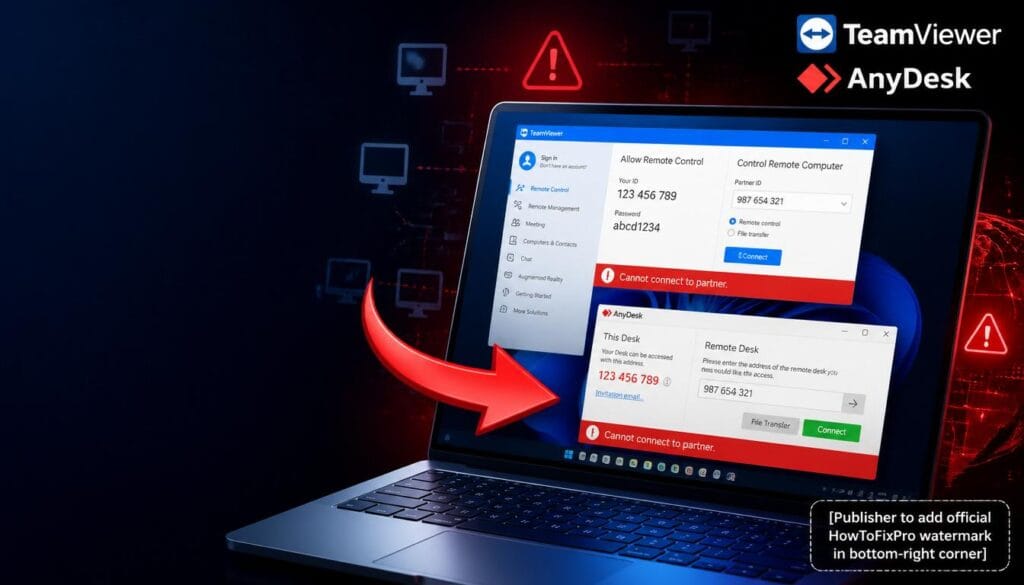 TeamViewer and AnyDesk Cannot Connect to Partner error displayed on Windows 11