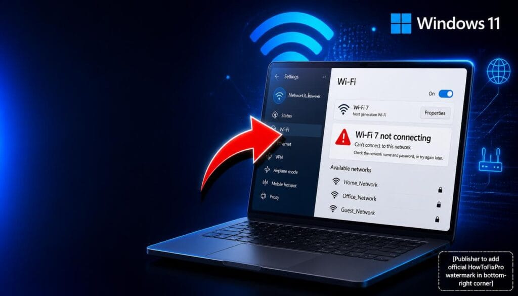 Wi-Fi 7 (802.11be) Compatibility Issues displayed on Windows 11 with connection warning