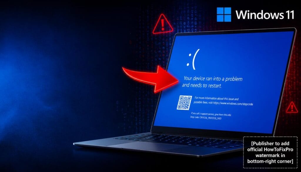 Windows Restart Loop Error displayed on blue screen with "Your device ran into a problem" message